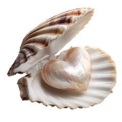 Naklejka premium Heart shaped pearl inside open shell
