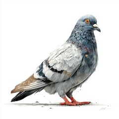 Naklejka premium Minimalist Pigeon Illustration – Cute Cartoon Vector Bird on White Background