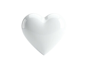 A glossy white heart shape, centered against a solid black background