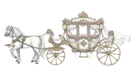 Fototapeta premium Fairy Tale Horse and Carriage Isolated Cutout Transparent PNG