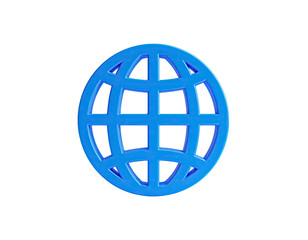 A vibrant blue globe icon against a black background, signifying global connectivity