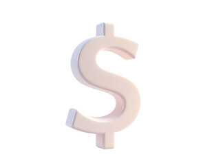 Isolated light pink 3D dollar sign on a black background