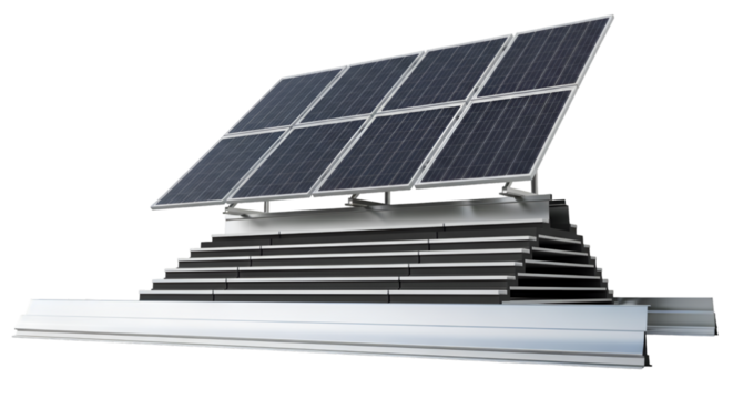 Solar Panel Array Mounted On A Tiered Structure photovoltaic