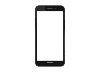 Black silhouette of a mobile phone, minimal outline, transparent background