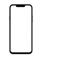 Black silhouette of a mobile phone, minimal outline, transparent background
