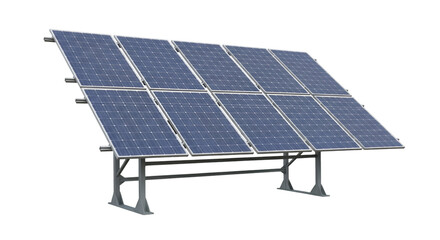 Solar Panel Array Mounted on Metal Frame Isolated solar energy