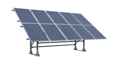 Solar Panel Array Mounted on Metal Frame Isolated solar energy