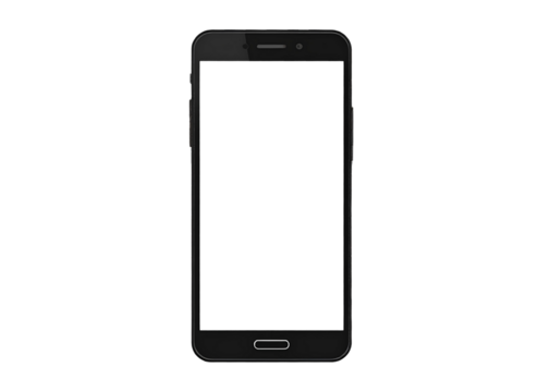 Black silhouette of a mobile phone, minimal outline, transparent background - Powered by Adobe