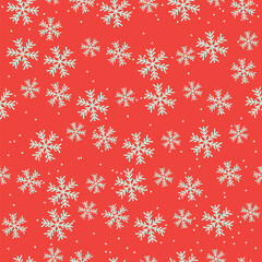 Seamless Red Christmas Snowflake Pattern Background