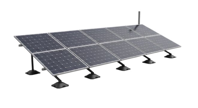 Solar Panel Array on Black Base Mounts with Antenna
