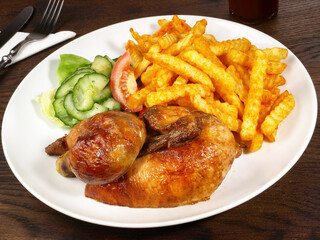 Grilled Chicken with French Fries and Salad