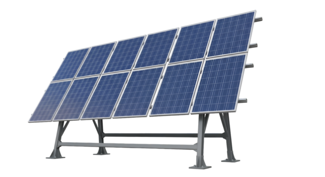 Solar Panel Array on Metal Support Structure Isolated