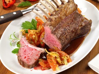 Medium Lamb Rack with sauteed Tomatoes