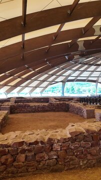 Panorama of Ruins of The Villa of emperor Constantine at Archaeological area of Mediana in city of Nis, Serbia