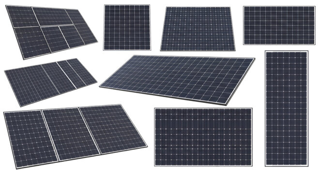 Solar Panel Arrays on Black Background image