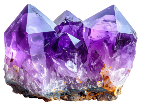 A close-up of a cluster of shimmering, purple crystal formations