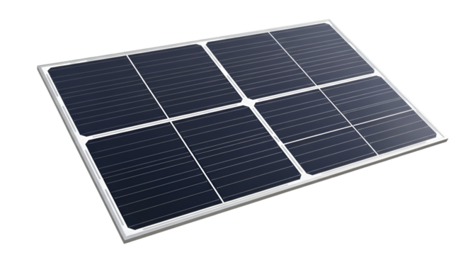 Solar panel with eight cells on black background solar energy
