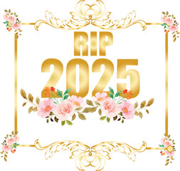 Goodbye 2025 Hello 2026 – Elegant Golden New Year Typography with Check and Cross Icons for Festive Celebration Design
