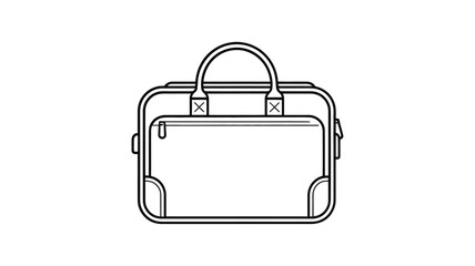 Minimalist outline illustration of a modern briefcase or laptop bag with handles