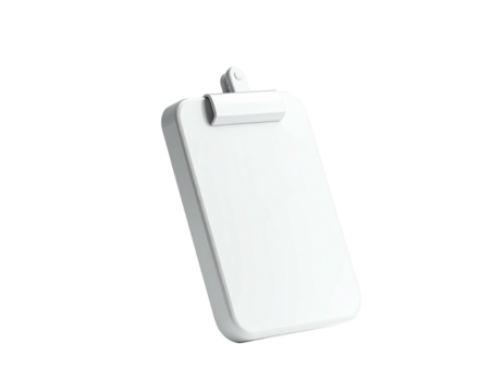 3D rendered white clipboard floating against a dark background