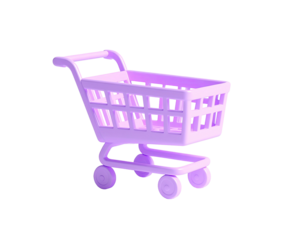 3D rendered lavender shopping cart on a black background