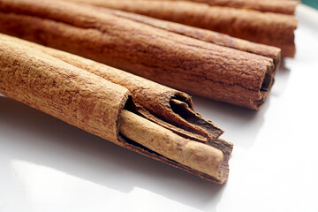 Dried cinnamon bark strips aromatic spice for cooking