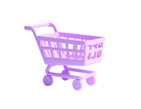3D rendered lavender shopping cart on a black background