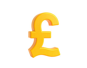 3D render of a golden pound sign against a stark black background