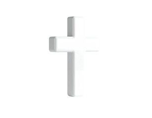 Fototapeta premium 3D rendered white Christian cross floats against a solid black background