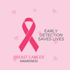 Breast Cancer Awareness Pink Ribbon Early Detection Save Lives Awareness Concept Background