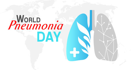 World Pneumonia day poster. Vector illustration of pulmonary care concept