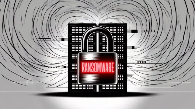 Digital Fortress Under Siege: A symbolic representation of a secure server being threatened by Ransomware,  highlighting cybersecurity in the face of digital vulnerability. 