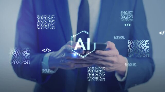 Computer coding prompt cyber security futuristic artificial intelligence in business finance, AI-powered analyze big data, showing charts and performance metrics for strategic planning.