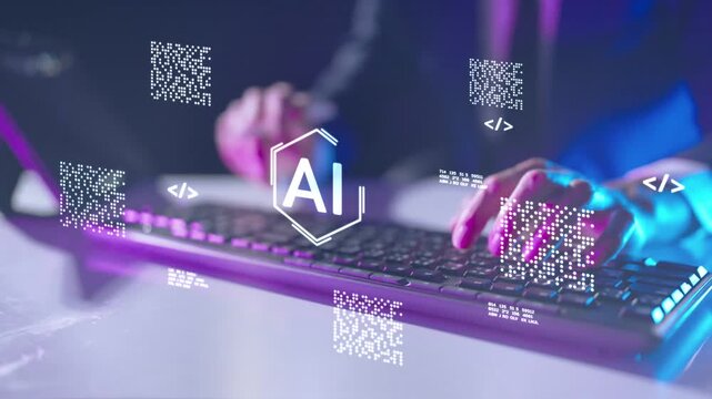 Computer coding prompt cyber security futuristic artificial intelligence in business finance, AI-powered analyze big data, showing charts and performance metrics for strategic planning.