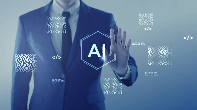 Computer coding prompt cyber security futuristic artificial intelligence in business finance, AI-powered analyze big data, showing charts and performance metrics for strategic planning.