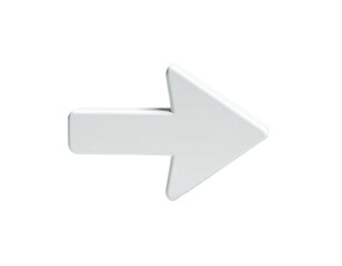 3D rendered white arrow pointing right on a transparent or black background