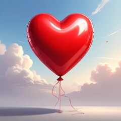 Fototapeta premium Bright red heart balloons float as a bright decoration for the celebration