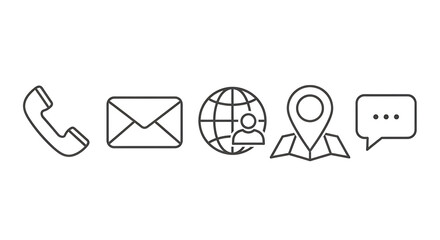 Various contact method icons including phone email globe location and chat on a white background created with generated ai