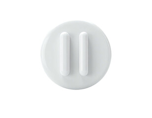 White, circular control symbol with two vertical lines, floating against black