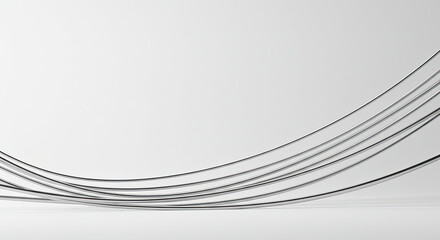 Obraz premium Abstract metallic wires flowing in a gentle curve on a white background.