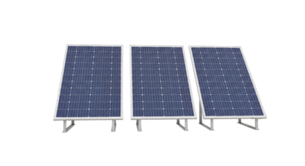 Three Solar Panels on White Stands image whisk