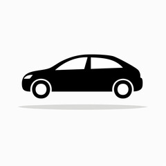 Minimalist Black Car Icon Representing Transportation and Automotive Design