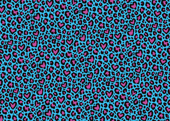 Leopard skin love pattern background. Wildlife fur skin design illustration for web, home decor, fashion, surface, graphic design