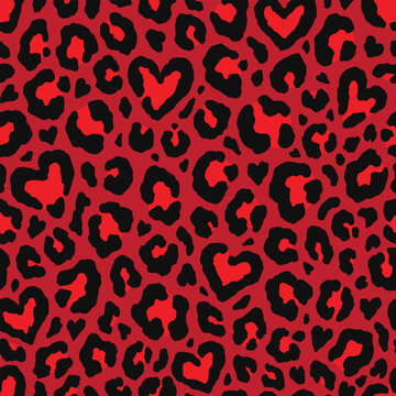 Leopard skin love seamless pattern design. Animal print vector illustration background. Wildlife fur skin design illustration for web, home decor, fashion, surface, graphic design