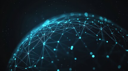 Abstract digital network sphere of illuminated lines and nodes
