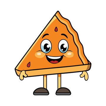 Happy slice of pumpkin pie character with arms and legs