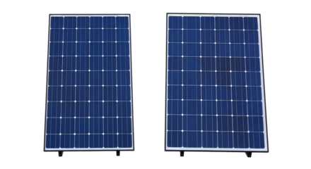 Two Vertical Solar Panels Isolated on Black Background