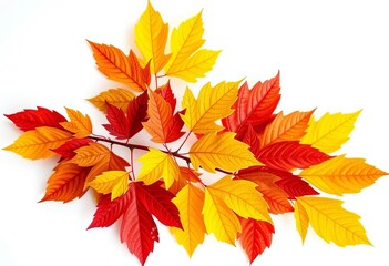 Crisp, vibrant autumn leaves against a pure white background,  maple,  vibrant