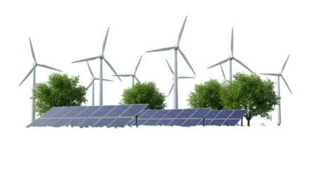 Wind Turbines and Solar Panels with Trees image a434e368f840b2a9cec4af92c0e34868dr