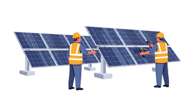 Workers Installing Solar Panels solar energy renewable energy